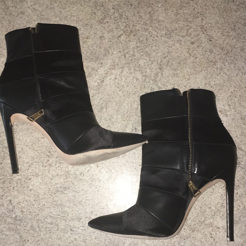 RACHEL ZOE REAL LEATHER N SATIN LEATHER SOLED BADAZZ STILETTO BOOTIES SI… - Picture 4 of 12